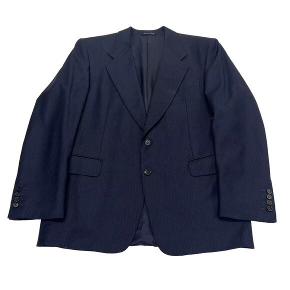Vintage Canali Mens Wool Blazer Suit Jacket Size 40R Blue Pinstripe Old Money - Picture 1 of 16
